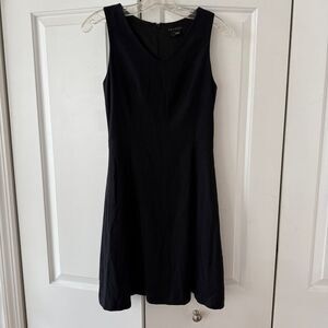 Theory Black Sleeveless V-Neck A-Line Mini Dress Minimalist Career Quiet Luxury